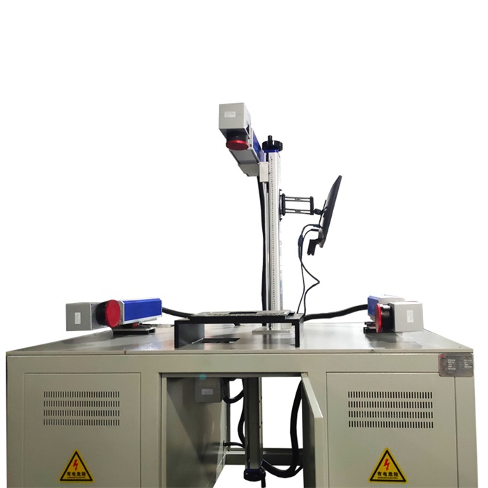 四工位自動激光打標機-熱水器外殼激光打標